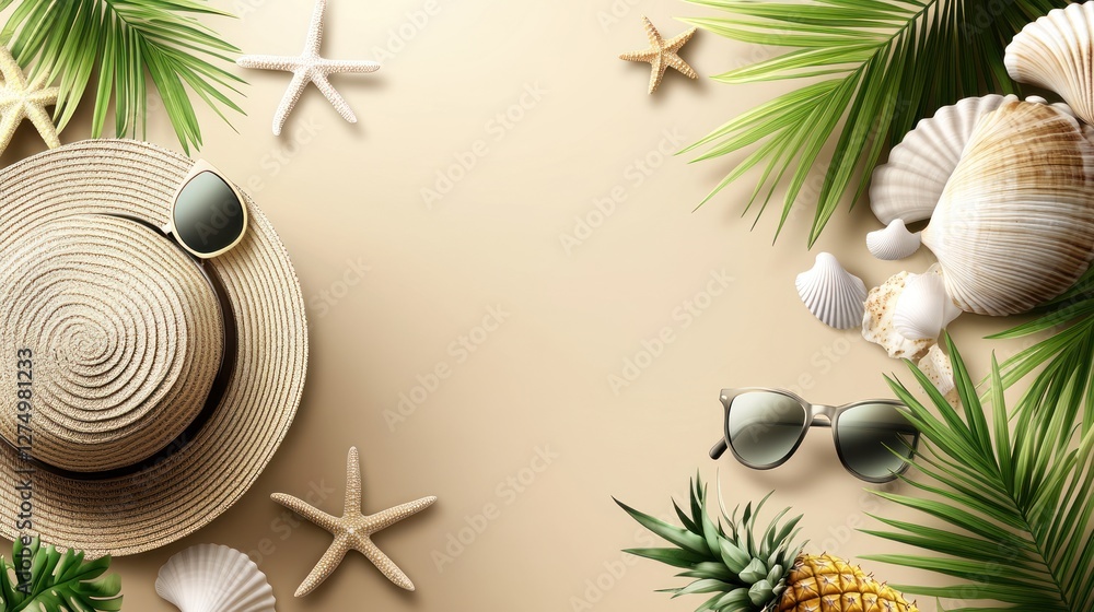 Summer Vacation Essentials Tropical Beach Scene Summer Vacation Essentials Tropical Beach Scene