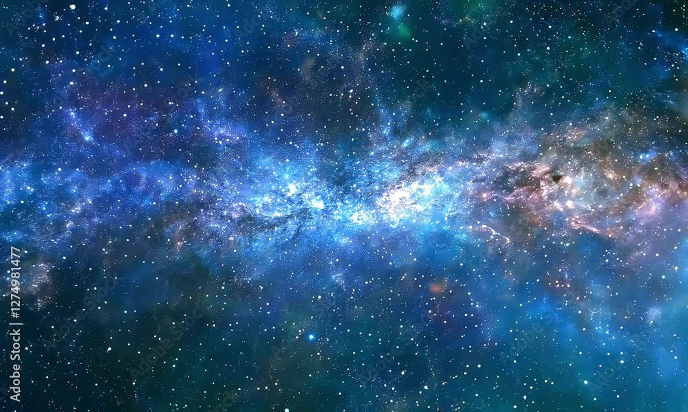 Colorful Space Nebula with Stars and Galaxy in the Universe – Fantasy Astronomy Sci-Fi Background Footage