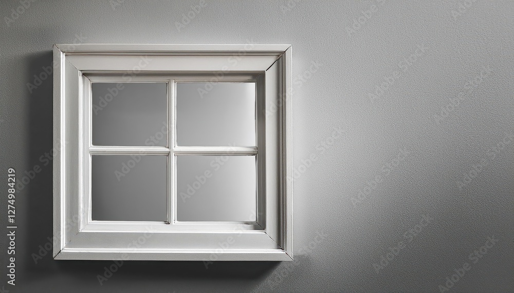False Window Frame on Wall as Copy Space Antiquated Architecture Blends with Modern Decor Amidst an Industrial Mood, Depicting a Fading Reality in Grayscale and Textured Brick Finish. False Window Frame on Wall as Copy Space Antiquated Architecture Blends with Modern Decor Amidst an Industrial Mood, Depicting a Fading Reality in Grayscale and Textured Brick Finish.