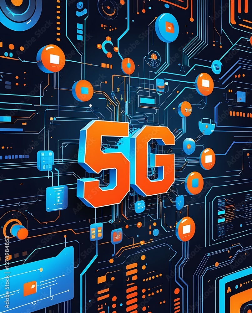 High-tech 5G network with glowing circuits in a futuristic digital environment, highlighting innovation, connectivity, and next-generation communication technology
High-tech 5G network with glowing circuits in a futuristic digital environment, highlighting innovation, connectivity, and next-generation communication technology