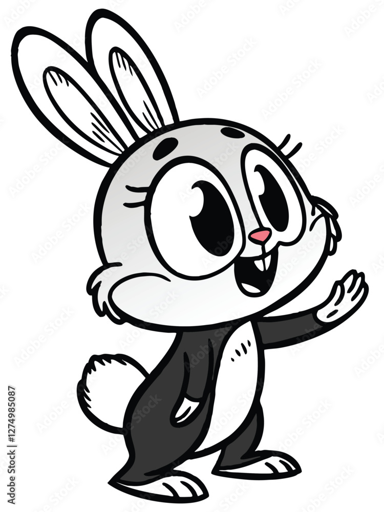 Elegant Black and White Rabbit Vector Illustration, Stylized Bunny Artwork - Hand-Drawn Rabbit Design, Detailed Rabbit Clipart - Wildlife Animal Silhouette Bunny Vector - Perfect for all print items