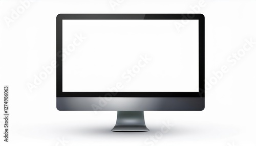 Minimalist Flat Design Illustration of a Modern Monitor for Computer or Television Against a Neutral Backdrop, Exuding Sleek Sophistication and Clean Lines in an UltraModern Setting