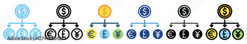 Diversification multi style, mini illustration icon. outline, flat, glyph, line color. For UI, UX, app and web, digital or print. For  education, business, economy, financial theme.