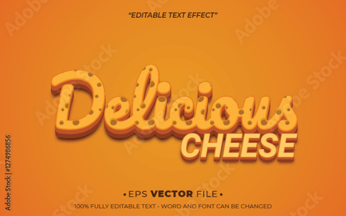 Delicious Cheese text effect vector 3d style with a yellow background