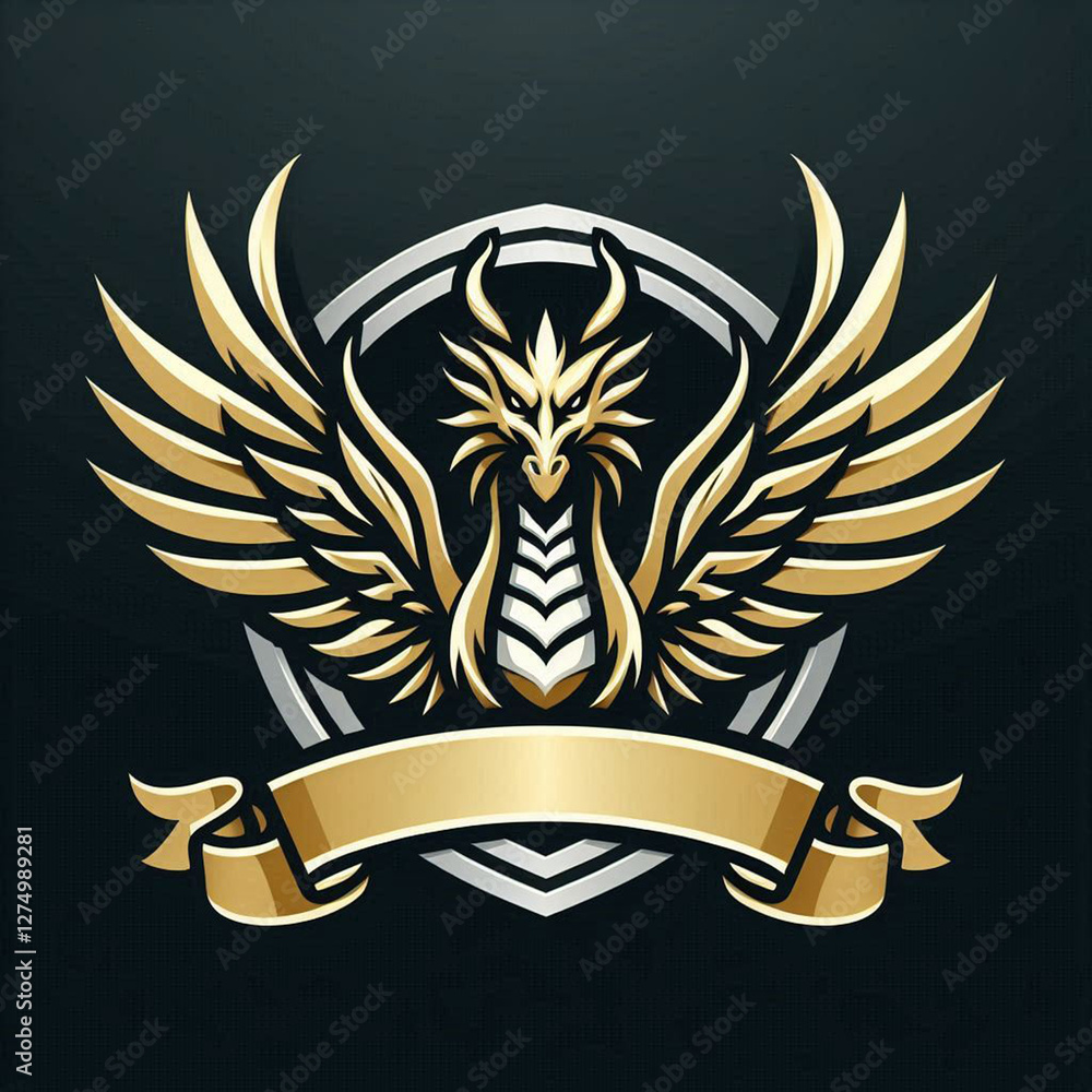 Obraz premium cool minimalist animal and shield logo