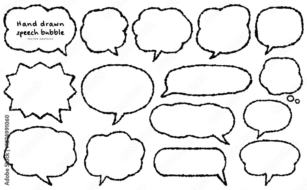 Fototapeta premium 優しい線の手描き風ふきだしセット