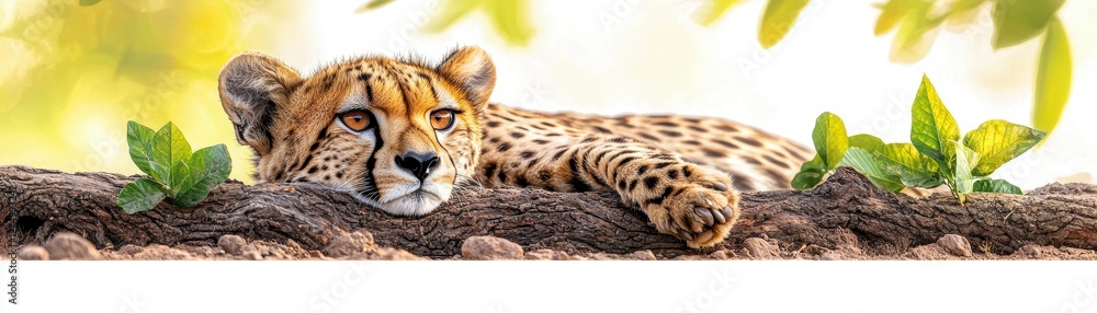 Cheetah relaxing on a tree branch savanna wildlife photography natural habitat close-up serenity Cheetah relaxing on a tree branch savanna wildlife photography natural habitat close-up serenity