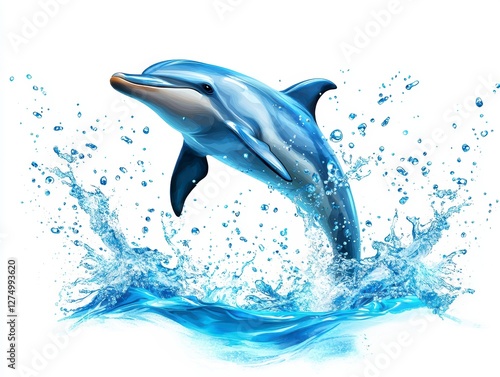 Wallpaper Mural Dolphin jumping through water ocean wildlife photography underwater environment side view marine life concept Torontodigital.ca