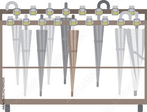 シンプルな鍵付き傘立てのイメージ素材