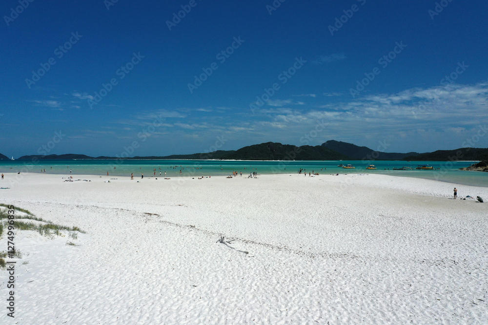Aerial drone landscape view Whitehaven Beach