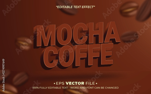 Mocha Coffee editable text effect vector template with 3d style