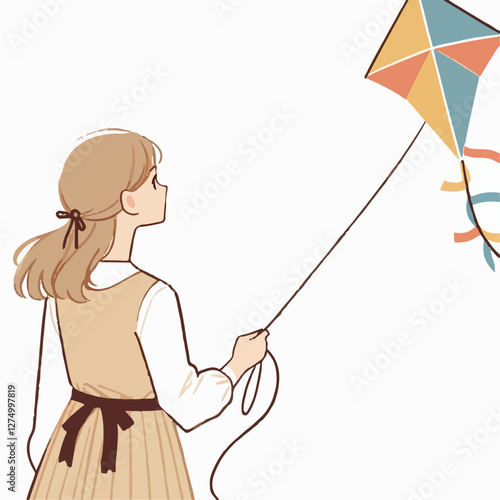 vector illustration of a person flying a kite