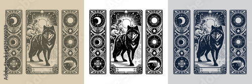 nordic wolf vector playing card tattoo design