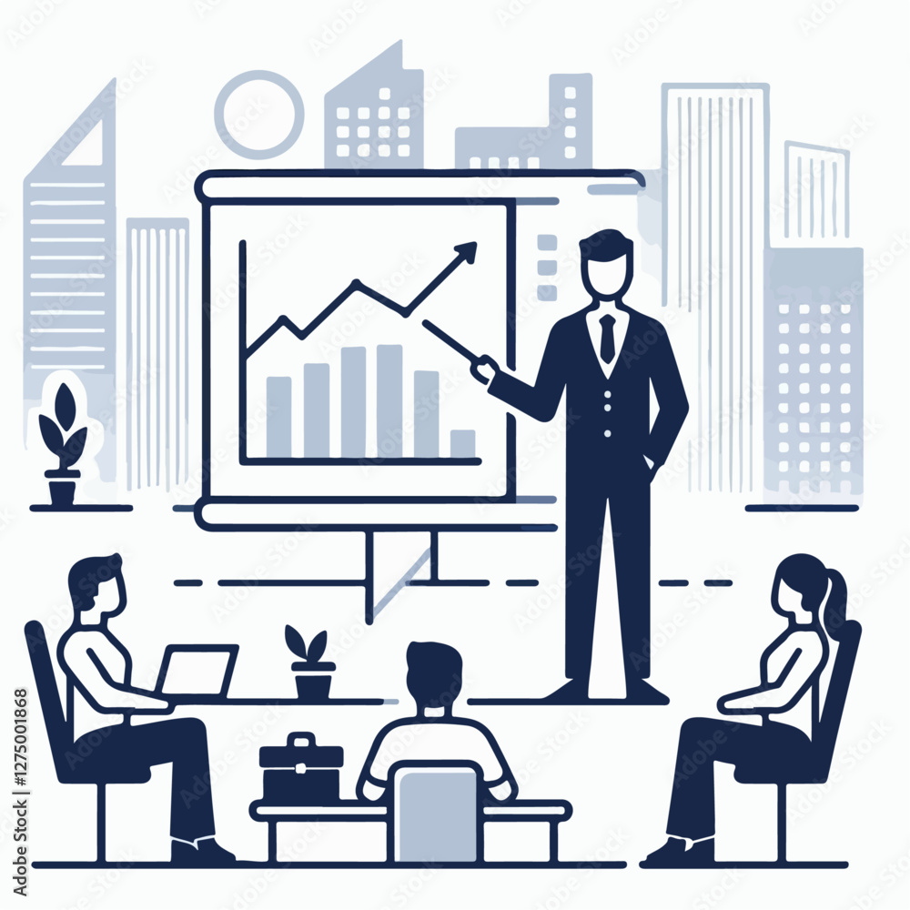 vector illustration of people presenting at a company vector illustration of people presenting at a company
