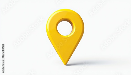 Free Download Glossy Yellow Map Pointer on a Pure White Background: Bright Vibrancy Contrast. A yellow map pointer on a white background. - GFXLoad