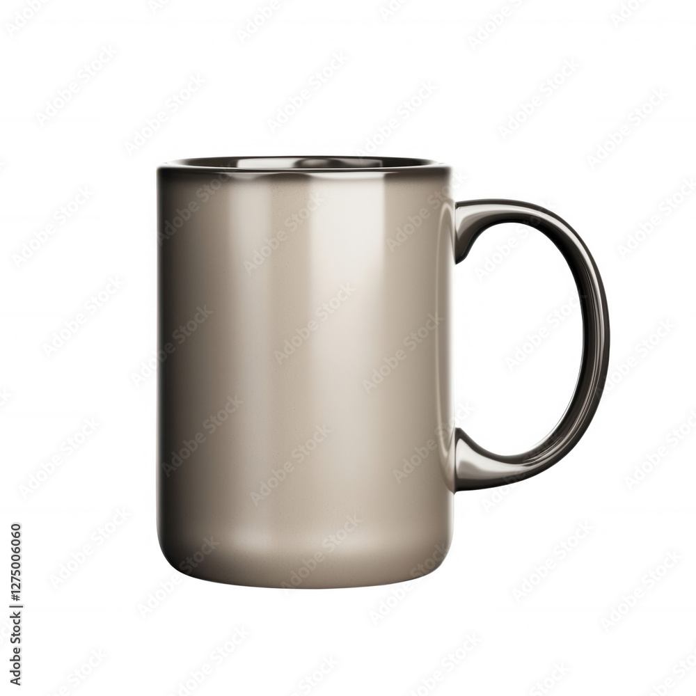 Beige Ceramic Mug with Metallic Rim and Handle Beige Ceramic Mug with Metallic Rim and Handle