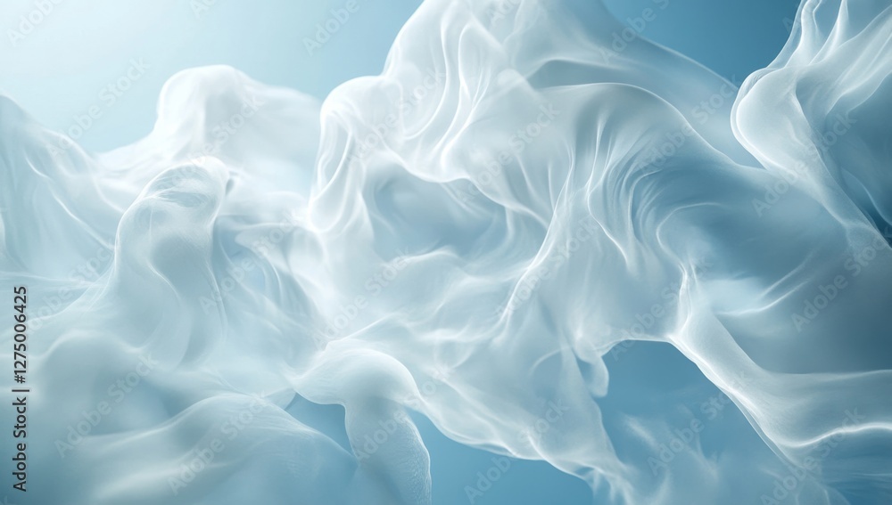 Obraz premium Flowing white fabric, studio backdrop, ethereal, design