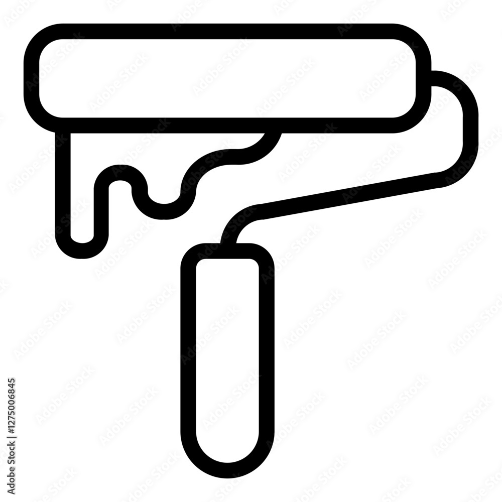 Fototapeta premium Paint Roller Icon in Line Style
