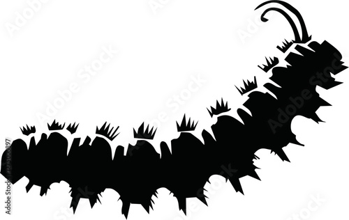 Caterpillar silhouette on white background. Caterpillar icon sign vector illustration design.