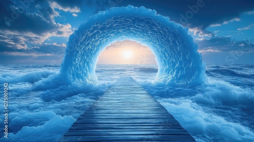 Heavenly Pathway Through Clouds, Sunrise,  Spiritual Journey,  Inspiring Vision