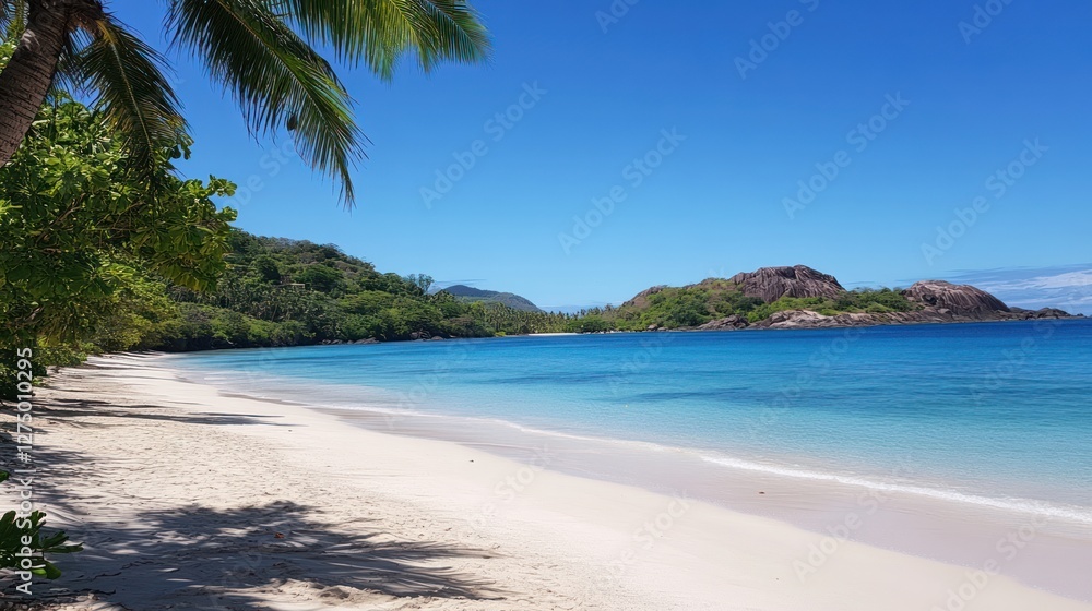 Tropical Beach Paradise Island Scene Idyllic Vacation Tropical Beach Paradise Island Scene Idyllic Vacation