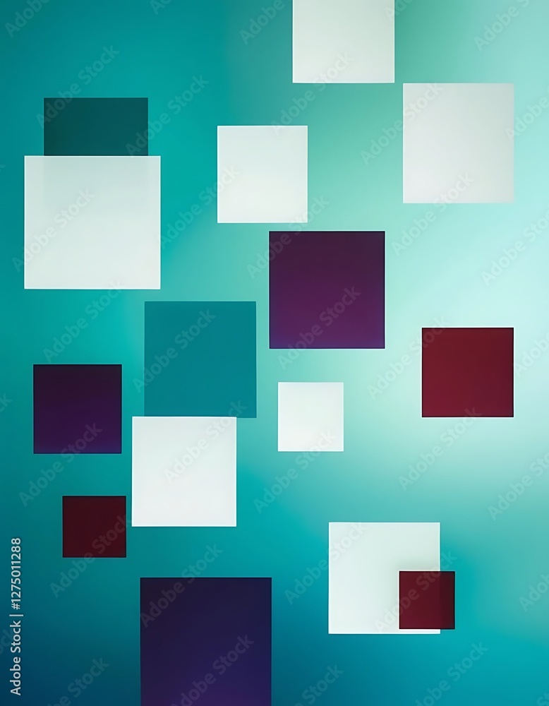 Floating Chromatic Squares on Gradient Aqua Background Abstract Design Floating Chromatic Squares on Gradient Aqua Background Abstract Design