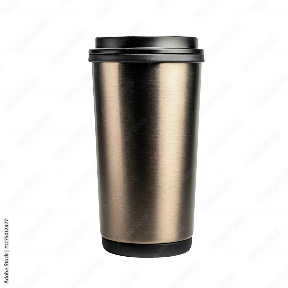 Bronze Stainless Steel Travel Mug with Black Lid and Base Bronze Stainless Steel Travel Mug with Black Lid and Base