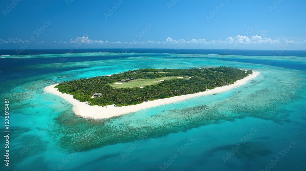 Tropical Island Paradise With Lush Greenery And Pristine Beach Tropical Island Paradise With Lush Greenery And Pristine Beach