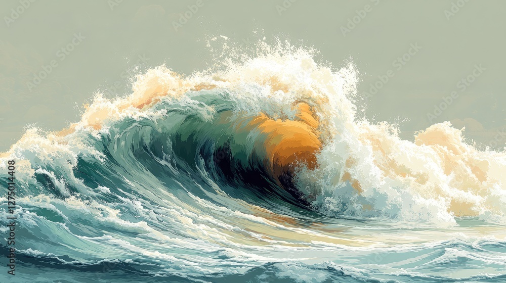 custom made wallpaper toronto digitalDramatic ocean wave crashing, powerful nature scene, tranquil, potential wallpaper