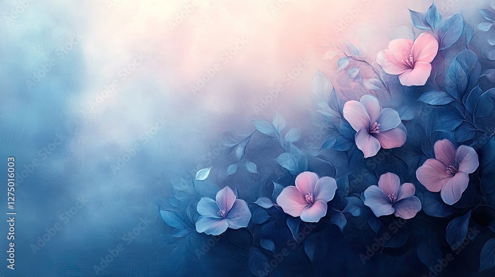 custom made wallpaper toronto digitalPastel flowers in a dreamy misty forest background. Possible use Desktop wallpaper, greeting card, poster