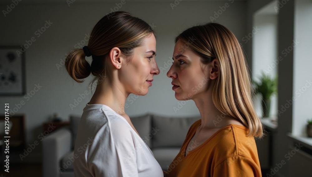 Naklejka premium Strained relationship between an adult daughter and mother post-quarrel