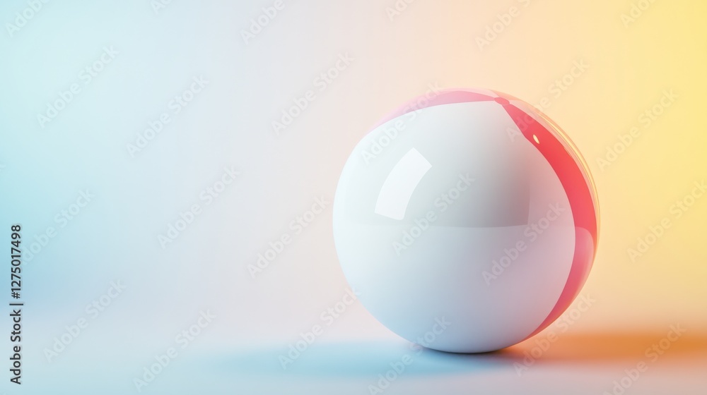 72.Elevated perspective of a blank, polished white beach ball with soft reflections, positioned against a backdrop of subtle color gradients for a professional presentation. 72.Elevated perspective of a blank, polished white beach ball with soft reflections, positioned against a backdrop of subtle color gradients for a professional presentation.