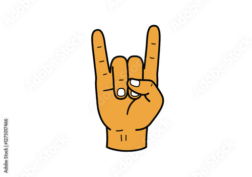 Rock hand clip art. This image shows a hand making the "rock on" gesture with the index and pinky fingers extended and the thumb holding down the middle and ring fingers. Vector illustration design.