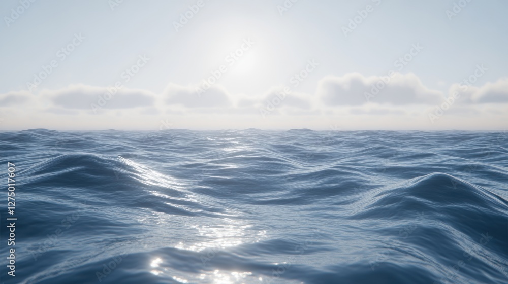 Obraz premium Gentle Ocean Waves Under a Cloudy Sky