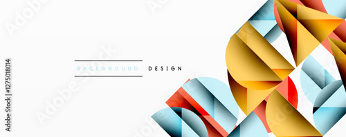 Abstract geometric pattern with intersecting circles and triangles in gradients. The high-contrast composition creates depth and a dynamic, modern aesthetic