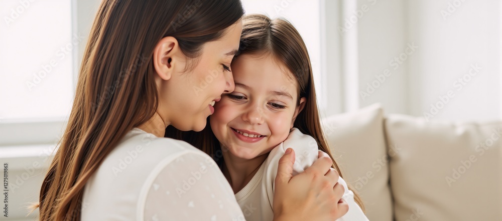 Mother embraces daughter for warmth and support Mother embraces daughter for warmth and support