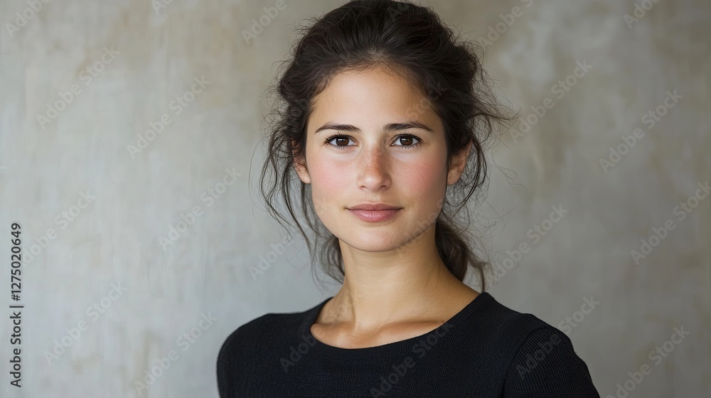 Young woman’s serene portrait, natural light, soft focus background, timeless elegance. Young woman’s serene portrait, natural light, soft focus background, timeless elegance.