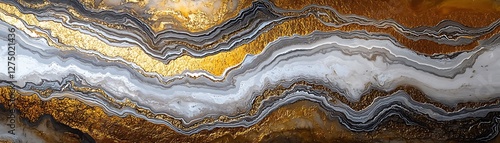 This stunning abstract image features a blend of gold, white, and gray waves that capture the essence of elegance and sophistication, perfect for artistic and design projects. photo