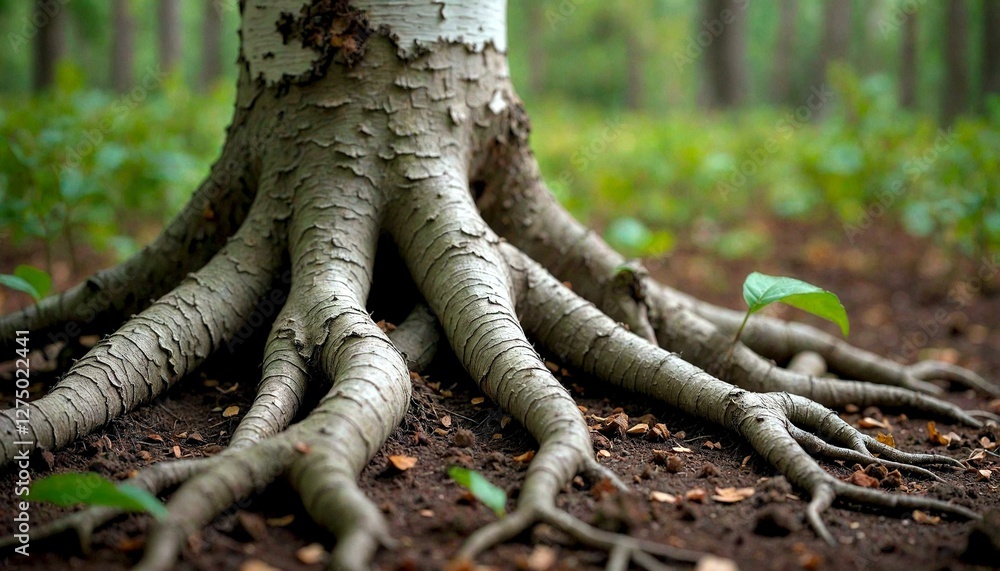 Close-up Tree Roots in Forest Close-up Tree Roots in Forest