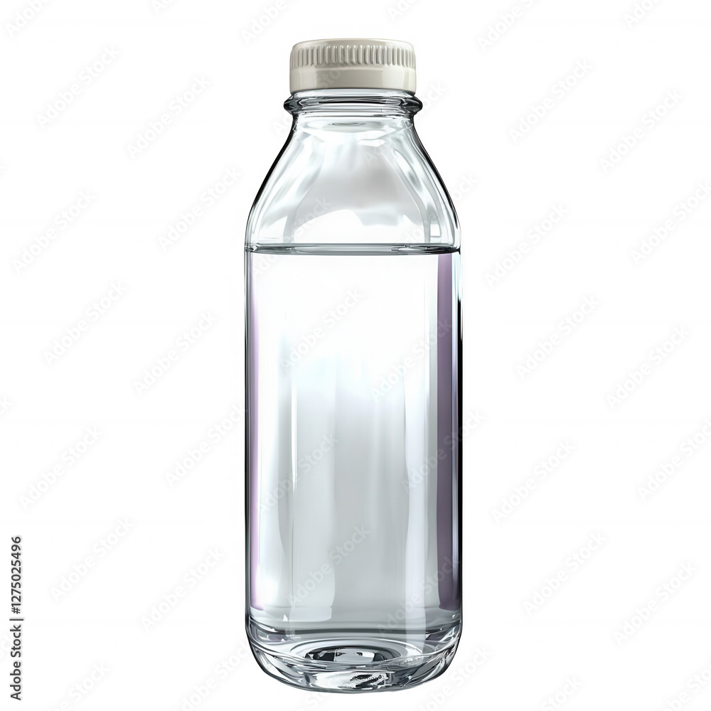 Cylindrical Plastic Bottle Holding Clear Liquid