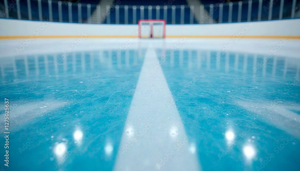 Obraz premium Close-up Ice Hockey Rink with White Center Line