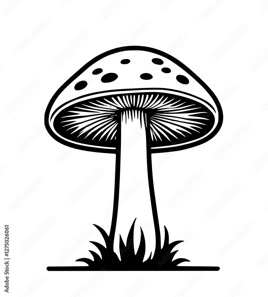isolated mushroom in the forest, illustration isolated mushroom in the forest, illustration