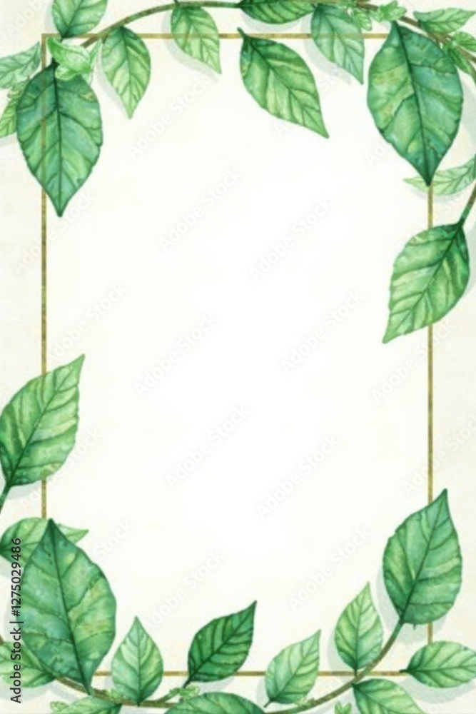 Naklejka premium Elegant Botanical Frame with Delicate Greenery and a Soft Background Ideal for Invitations, Announcements, and Other Designs