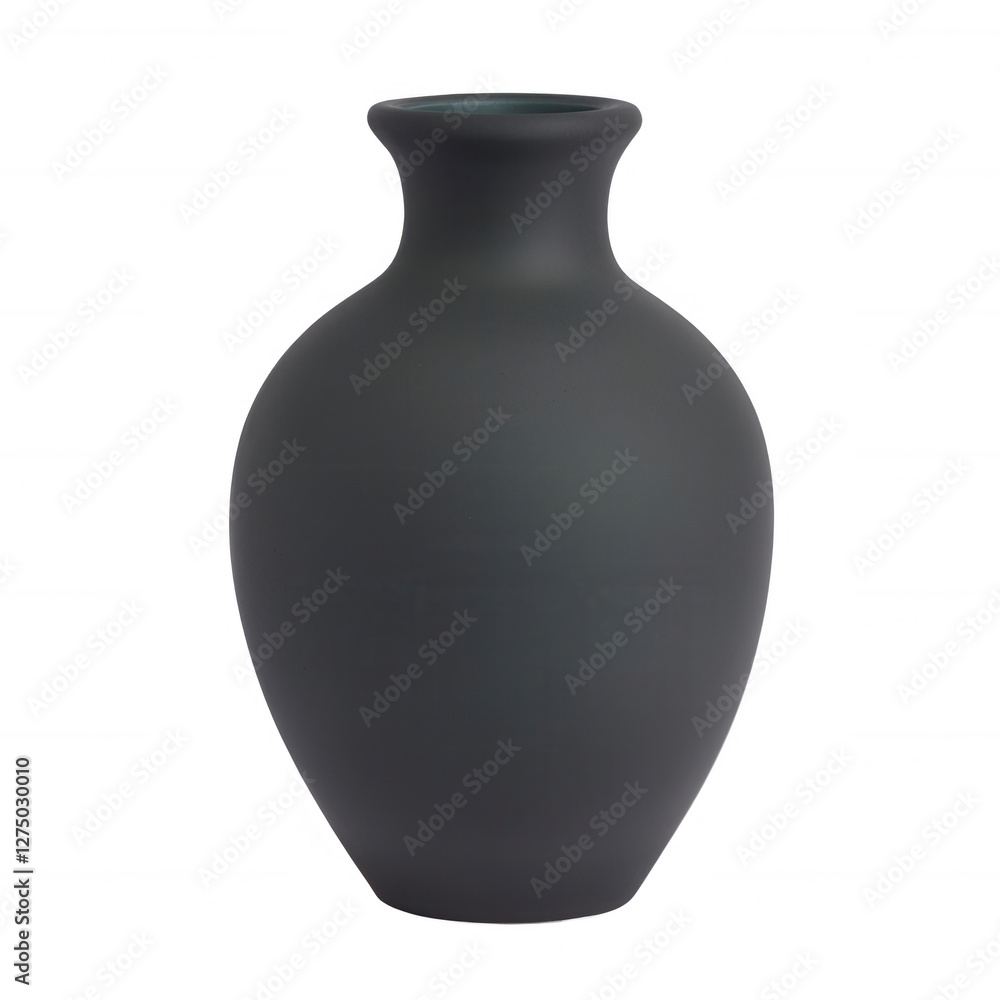 Dark Gray Ovular Vase with Tapered Neck and Base Dark Gray Ovular Vase with Tapered Neck and Base