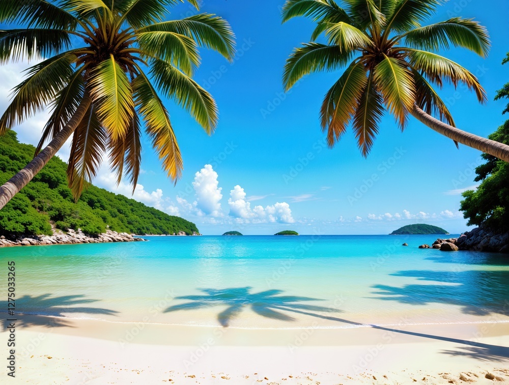 tropical beach with palm trees tropical beach with palm trees