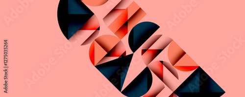 Minimal geometric abstract background. Circle square and triangle design