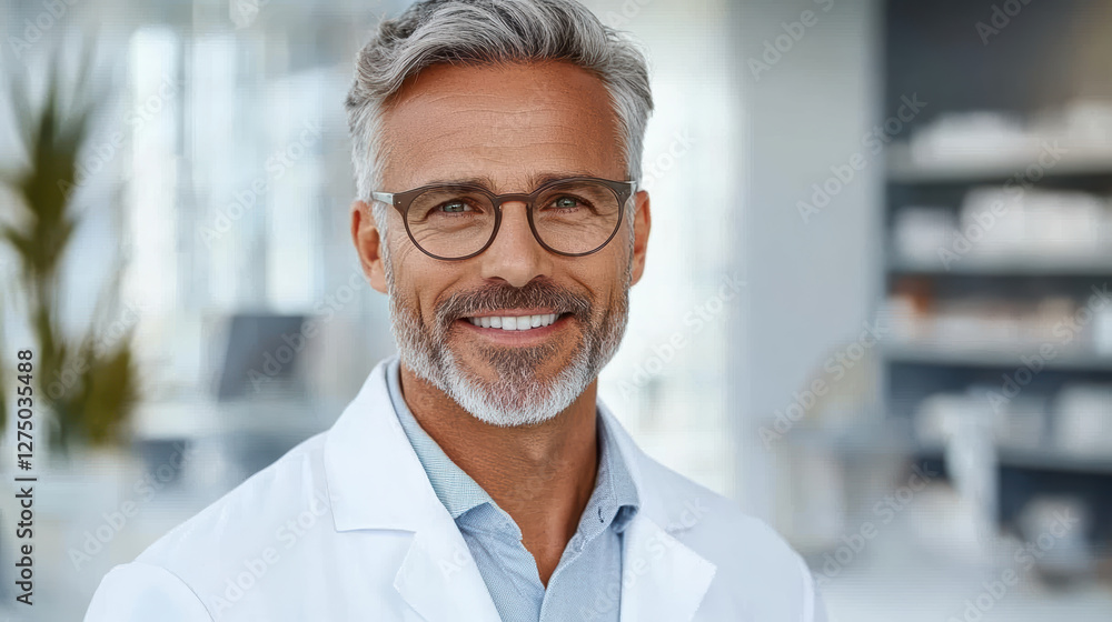friendly pharmacist smiling while explaining prescription details in modern pharmacy friendly pharmacist smiling while explaining prescription details in modern pharmacy