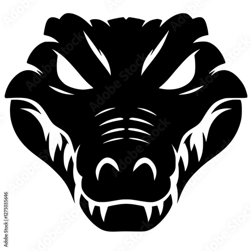 Silhouette of a scary crocodile face