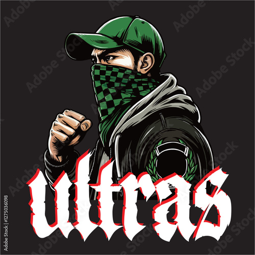 illustration vector graphic of Football fans ultras hooligan casual design for logo, t-shirt, etc
