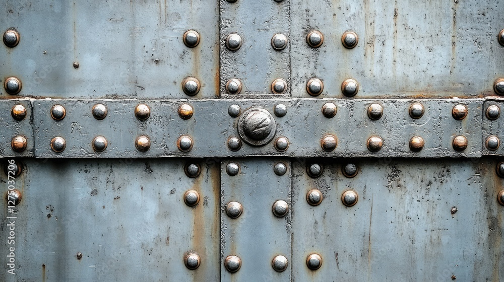 Weathered Metal Panel With Rivets And Fasteners Weathered Metal Panel With Rivets And Fasteners